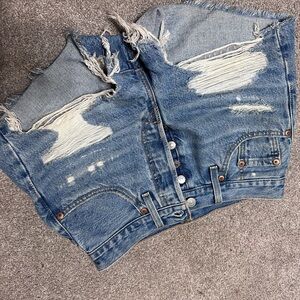 Distressed Denim Levi 501 Shorts